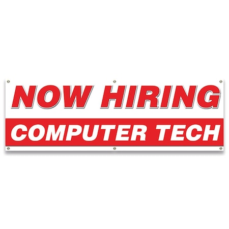 Now Hiring Computer Tech Banner Apply Inside Accepting Application Single Sided